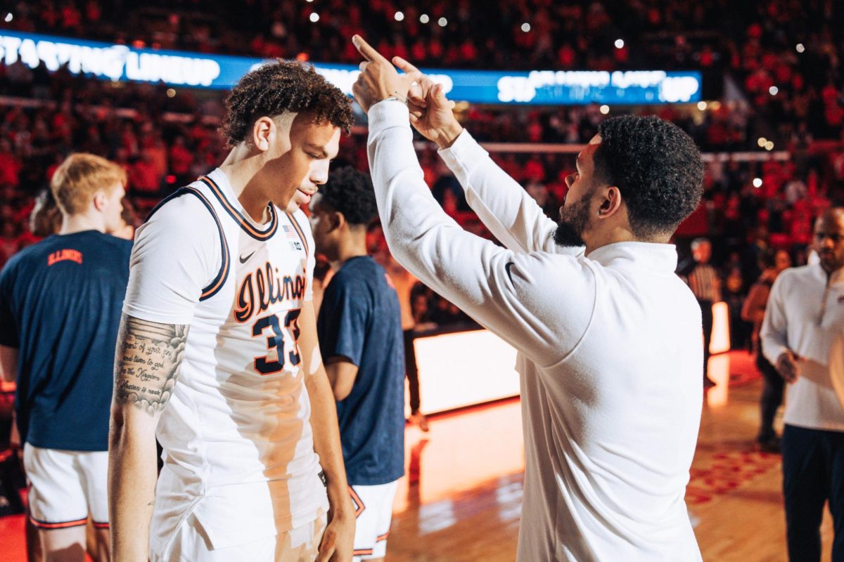 Senior Forward Coleman Hawkins takes the court in the starting lineup against Michigan on Tuesday.