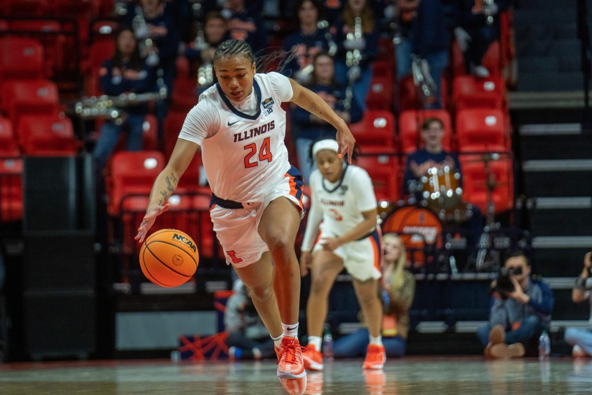 Junior guard Adalia McKenzie speeds down the court and scores for the Illini in the WBIT game against Missouri State on Mar. 21.