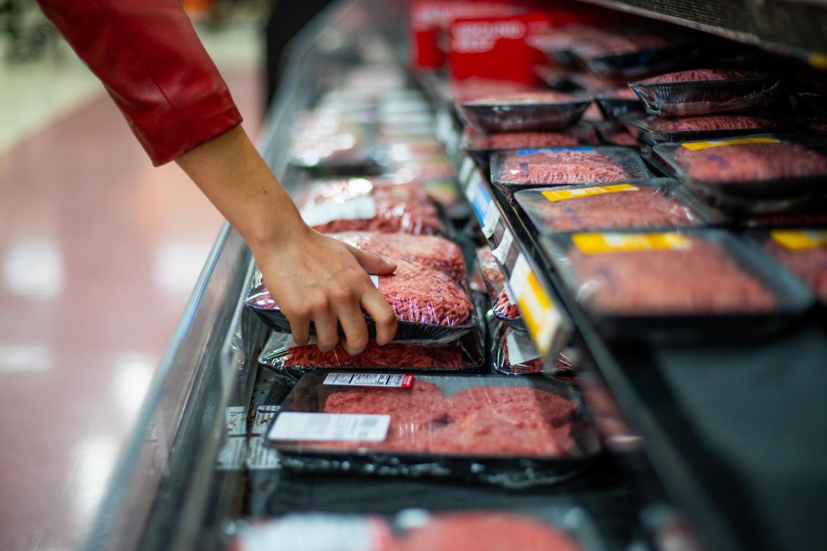 Senior Maja Wlodarczyk, senior in Engineering, buys ground beef from County Market on April 8.