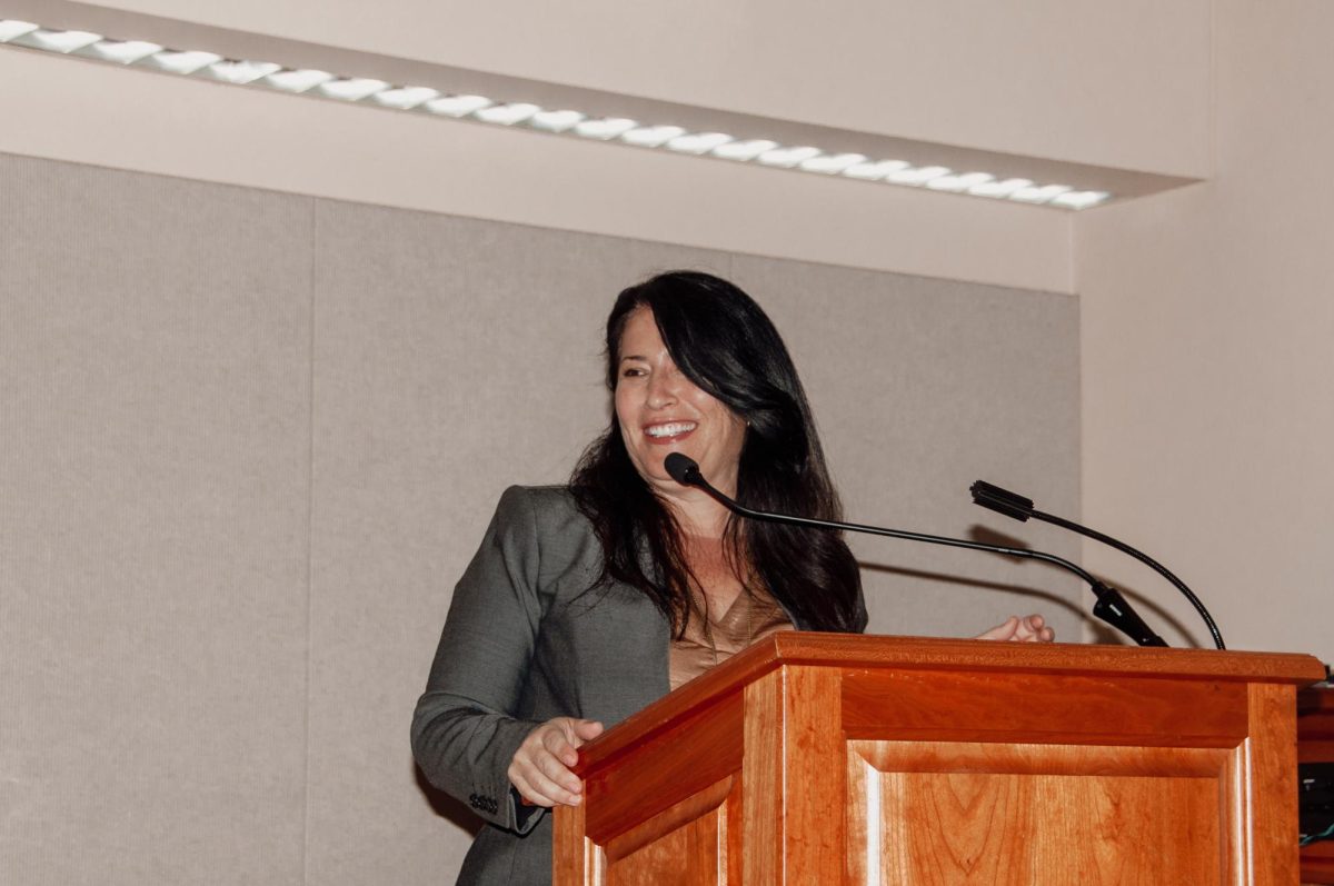 Poet Ada Limón speaking at the Spurlock Museum on Oct. 12, 2023.
