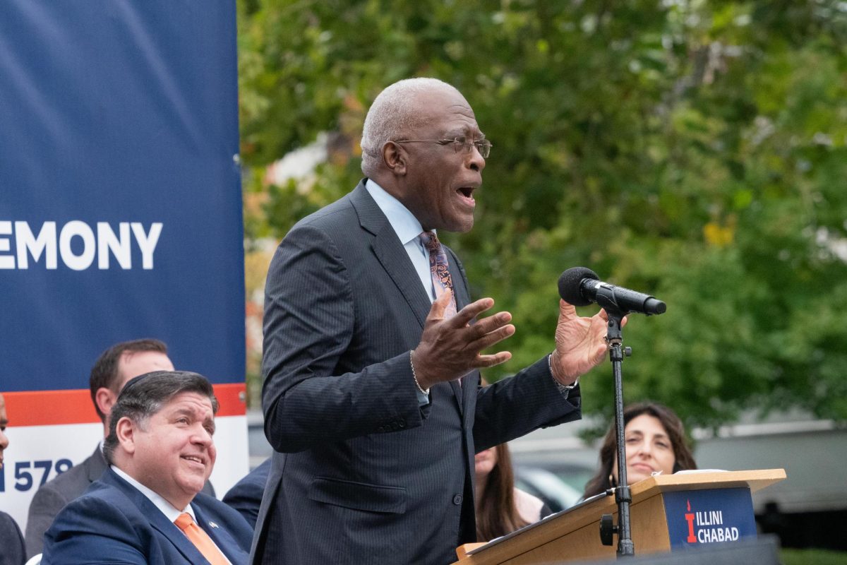 Chancellor Robert Jones passionately speaks at the Illini Chabad grand opening Oct. 19.
Chancellor Jones discusses the State of University Annual Report as the year comes to its end. 
