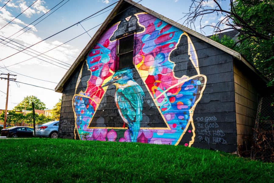 Boneyard Area Mural !nitiative presents their mural Kingfisher located on 3rd Street. Since the University has retired Chief Illiniwek in 2007, many support the idea of having kingfisher as the new mascot. 