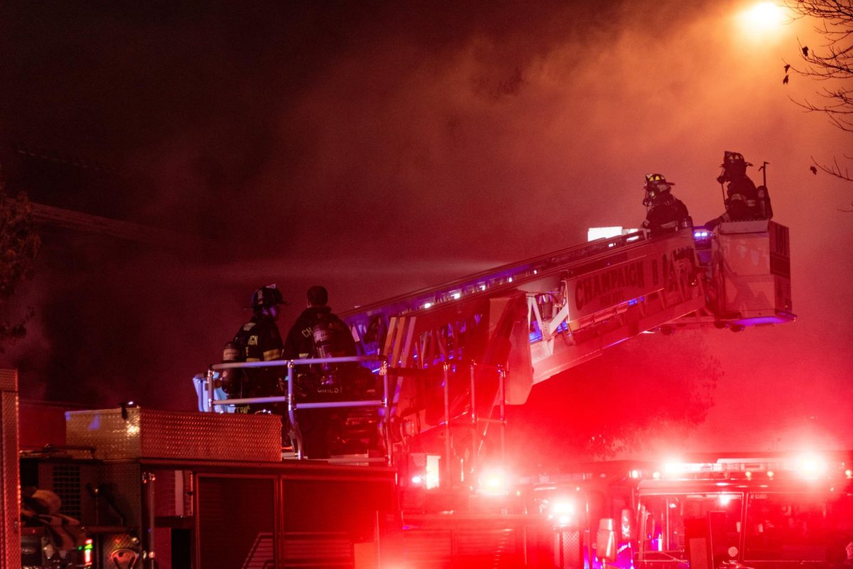 Champaign Fire Department responding to a call on Nov. 7, 2023. The CFD was called to two separate apartment fires within four hours last night.