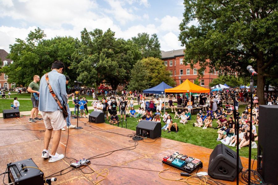 RSO Bandside UIUC perform on the Main Quad during Quad Day on Aug 22. 2021. Quad Day is the last event for Welcome Week with other festivities including Illini Union Late Nighter and Illinois Sights & Sounds. 