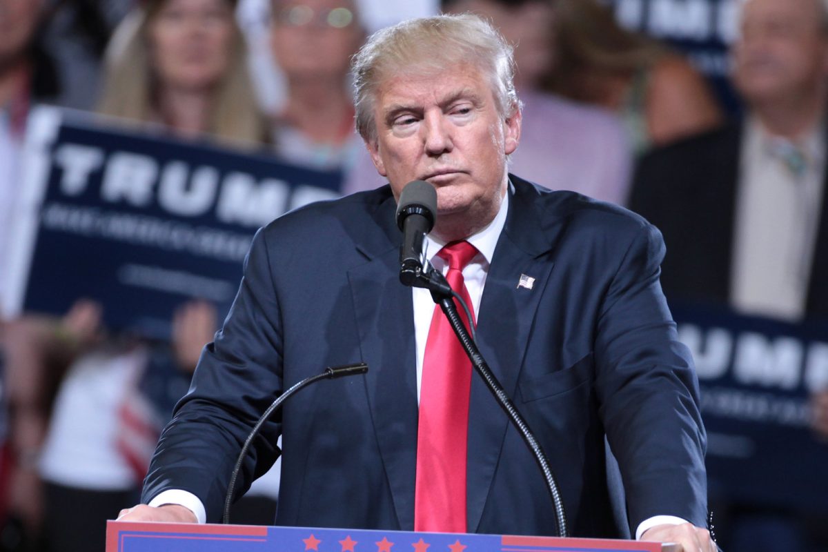 Donald Trump speaking to supporters in Arizona on June 18, 2016. The former president has been convicted of 34 felony charges in a hush money trial.