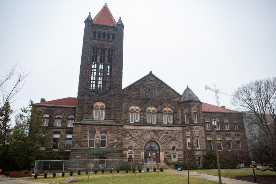 The Altgeld Bell Tower peaks high into the sky on Sunday morning. 