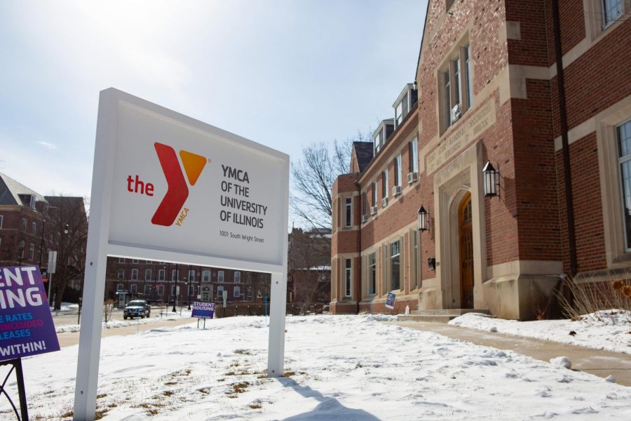 The front of the University YMCA is pictured above. Several students live as residents on the third floor of the building.