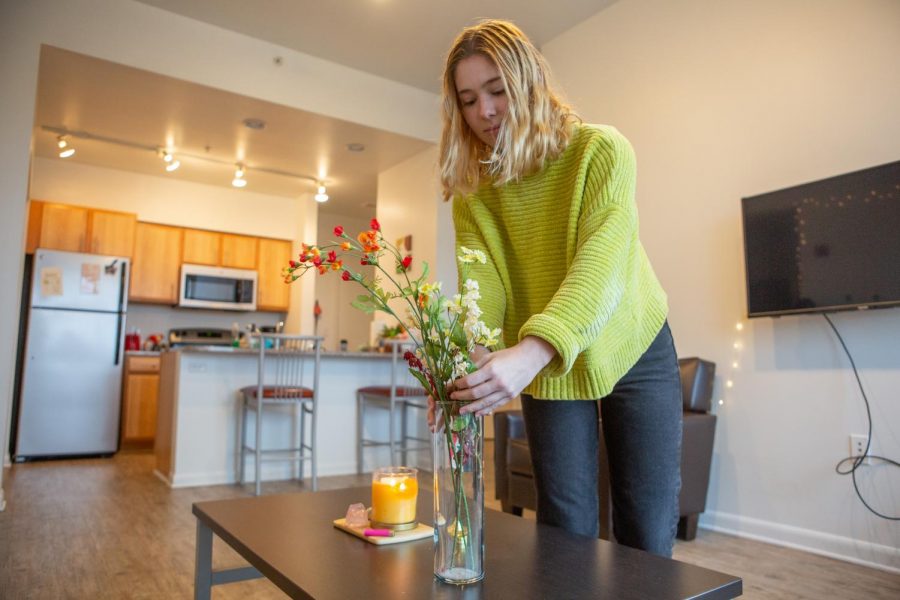 Sophomore Natalie Bizon decorates her apartment on Oct. 2. It’s important to wisely decorate your living space.