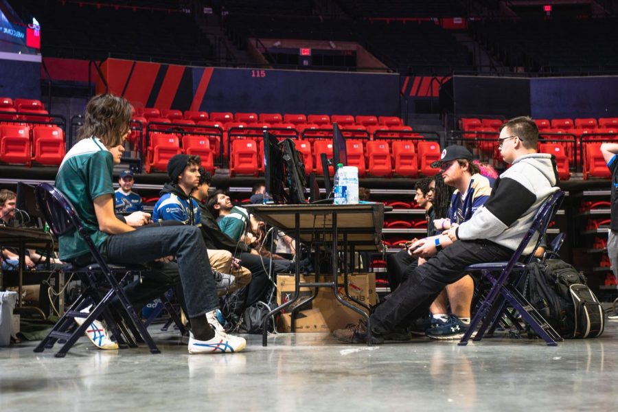 Super Smash Bros. Esport competitors practice during a break period during the first day of the invitational on Friday afternoon.