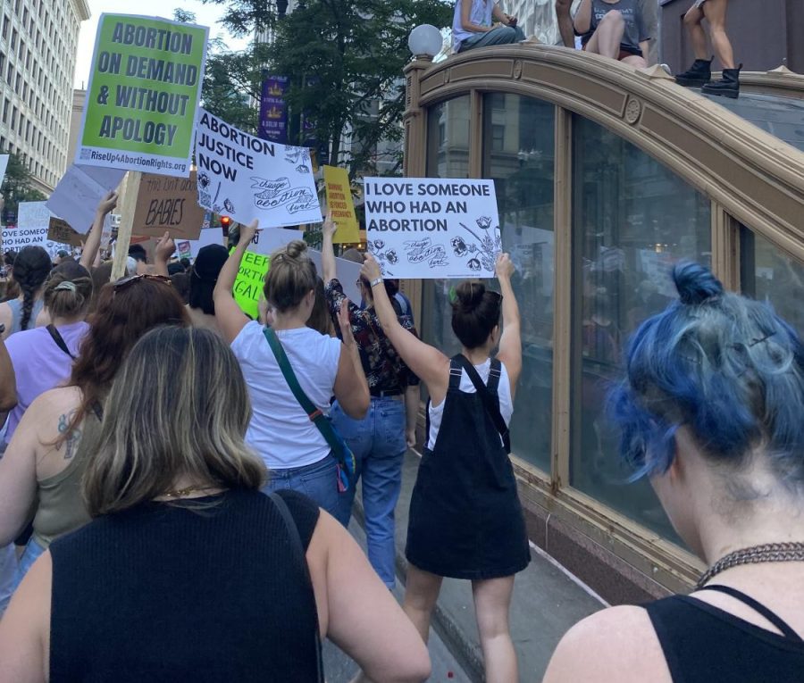 Pro-abortion protestors march in a Chicago rally on June 24. Life-long abortion activists and politicians speak on the Roe v. Wade reversal. 