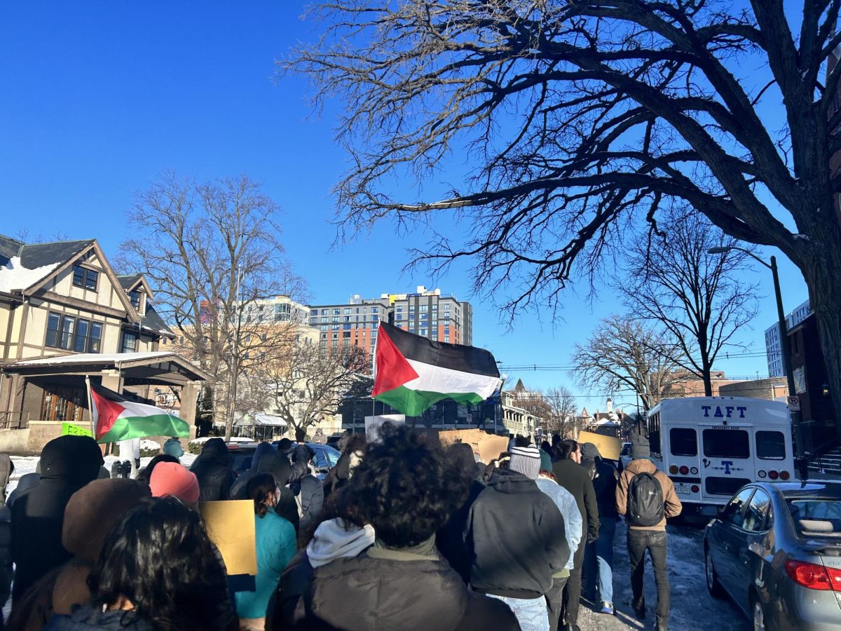 Attendees march on John Street on Saturday.