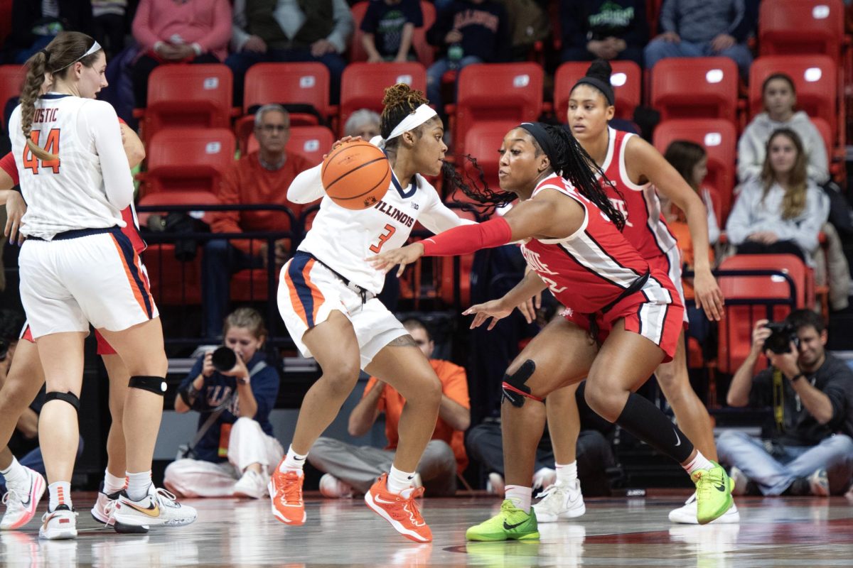 Senior guard Makira Cook dribbles and defenses Ohio State on Jan. 25. 