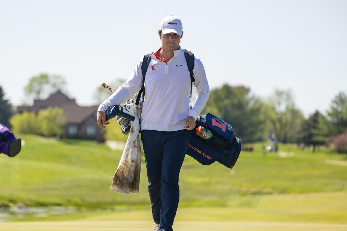 Sophomore Ryan Voois approaches his last tee at the Illini Spring Collegiate on April 21.