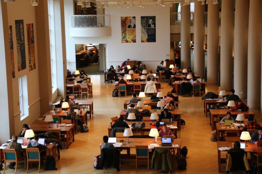 Students studying in Grainger Library for finals on Dec. 6, 2016.