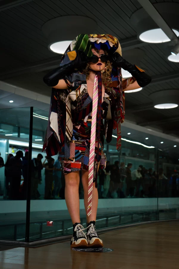 Charlotte Watson models Groom designed by William Hohe at the Circular Fashion Expo on Saturday. 